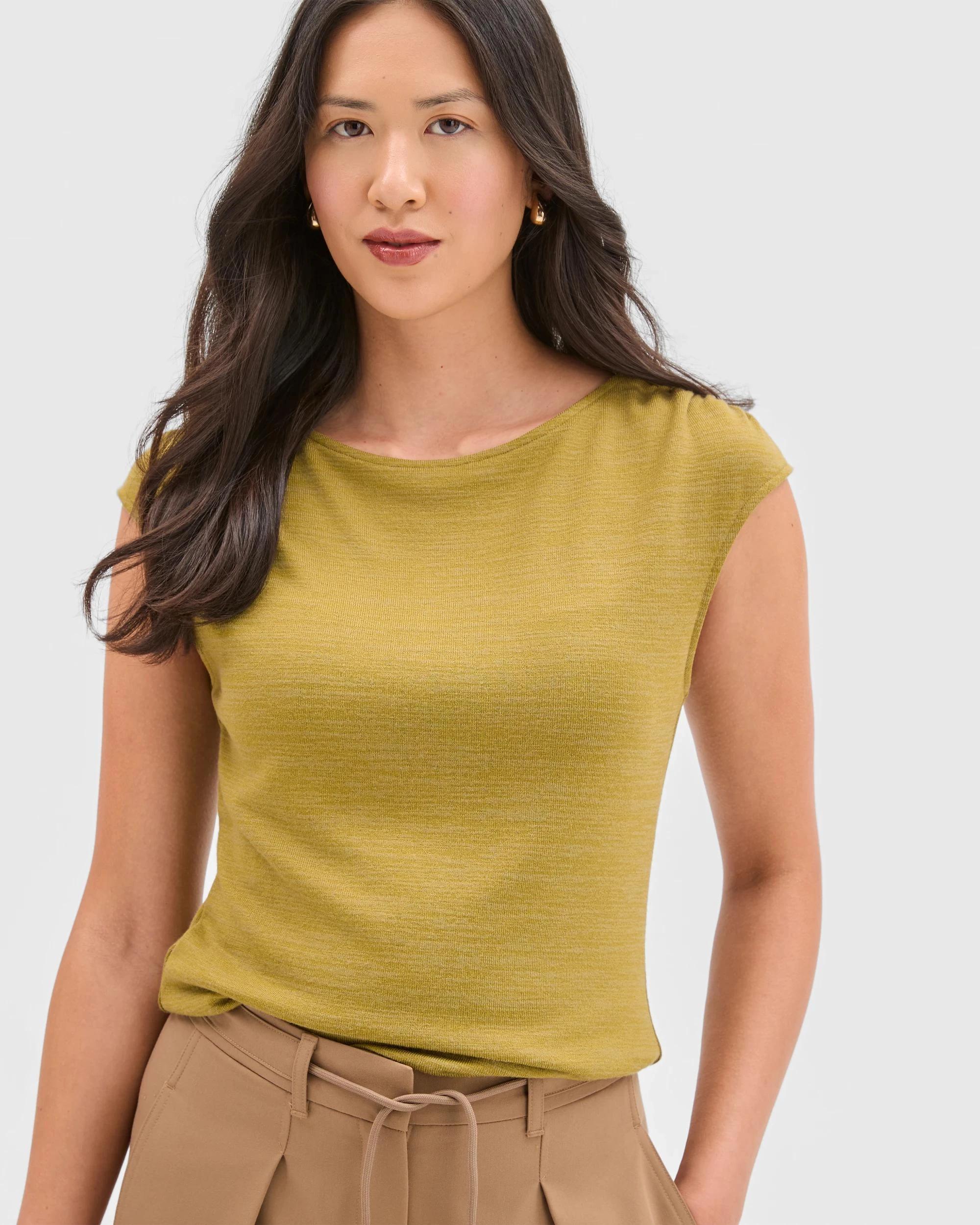 2 Preview Sleeveless Drape Tank Top OLIVE GREEN, 2 of 6