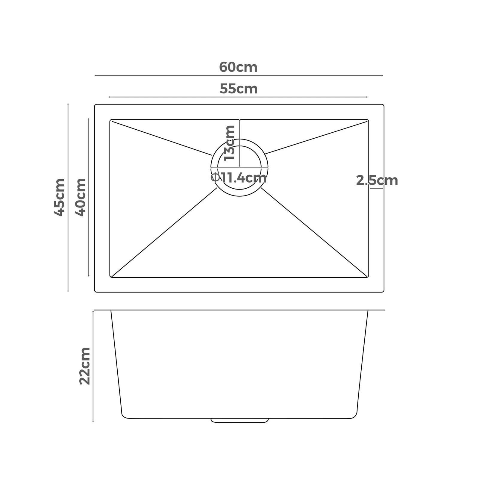 7 Alfordson Kitchen Sink 60x45cm Stainless Steel Basin Single Bowl - Silver, 7 of 8