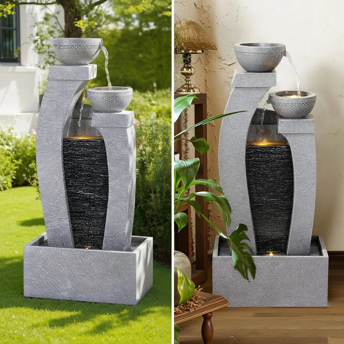 5 Gardeon Solar Fountain Water Feature Outdoor Fountain Indoor 3-Tier Cascading - Grey, 5 of 8