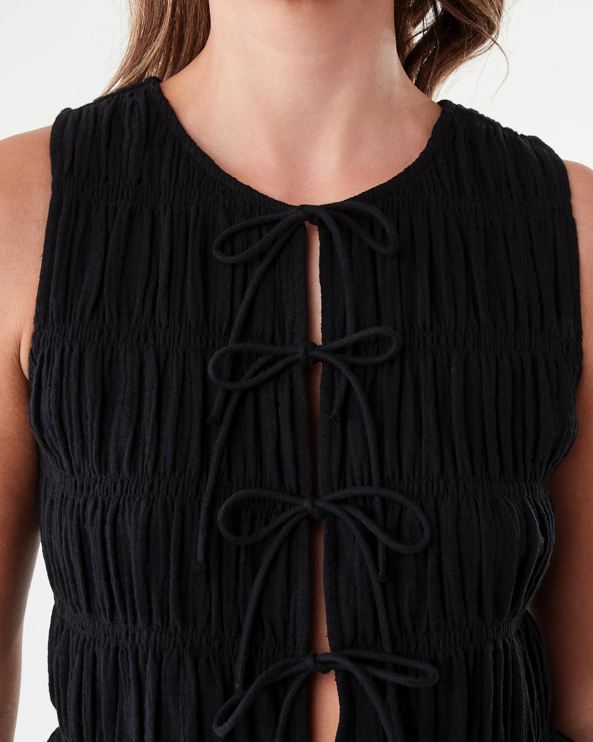 5 Sleeveless Multi Tie Front Top Black, 5 of 7