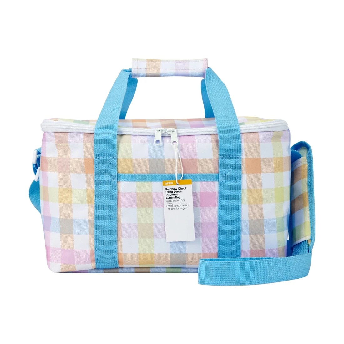5 Rainbow Check Extra Large Insulated Lunch Bag, 5 of 5