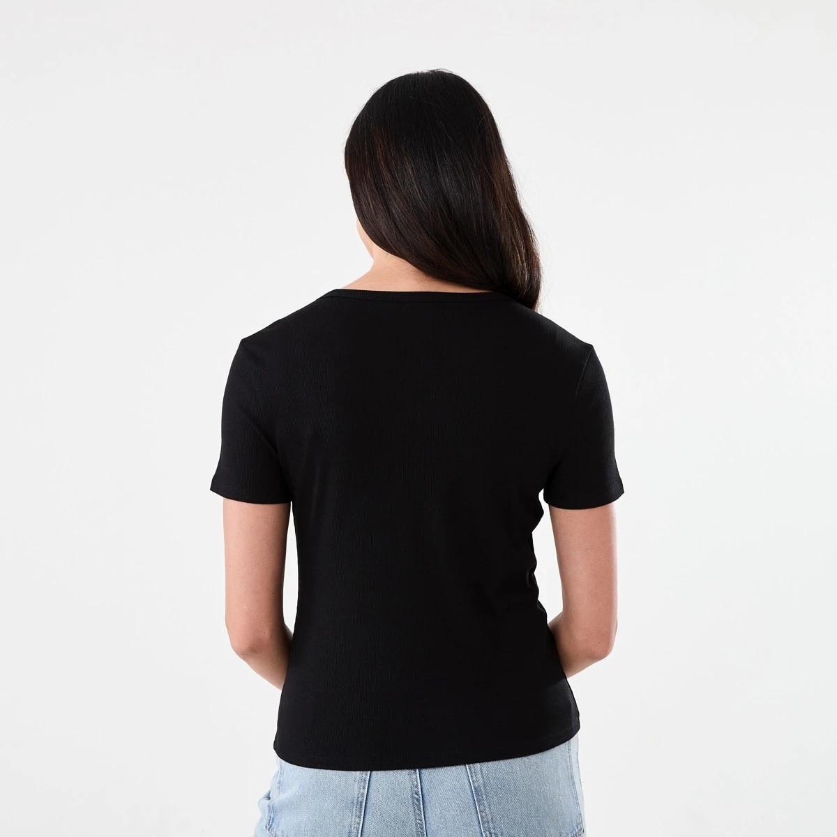 3 Short Sleeve Rib Crew Neck T-shirt BLACK, 3 of 5