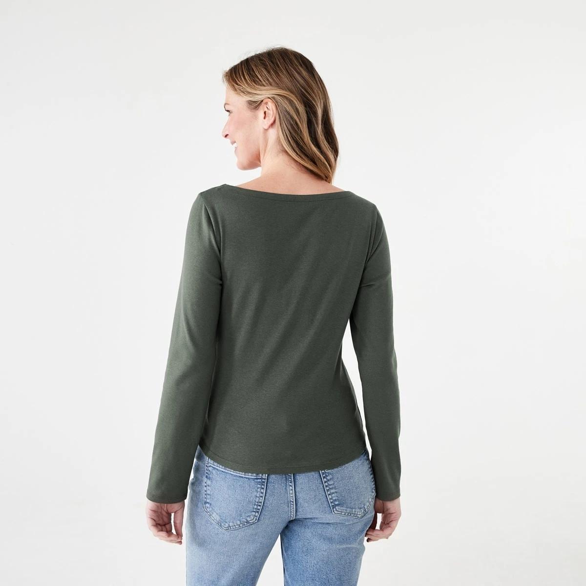 3 Long Sleeve Modal Boat Neck Top DARK CARGO, 3 of 5