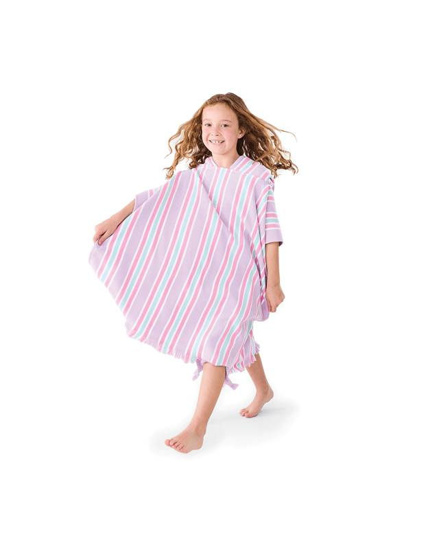 Kids Hooded Turkish Beach Towel - Lilac and G