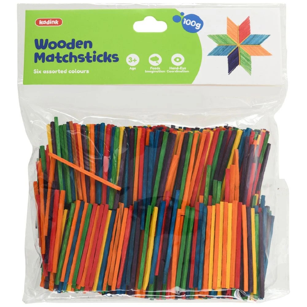 1 Kadink Wooden Match Sticks Assorted Colours 1000 Pack, 1 of 3