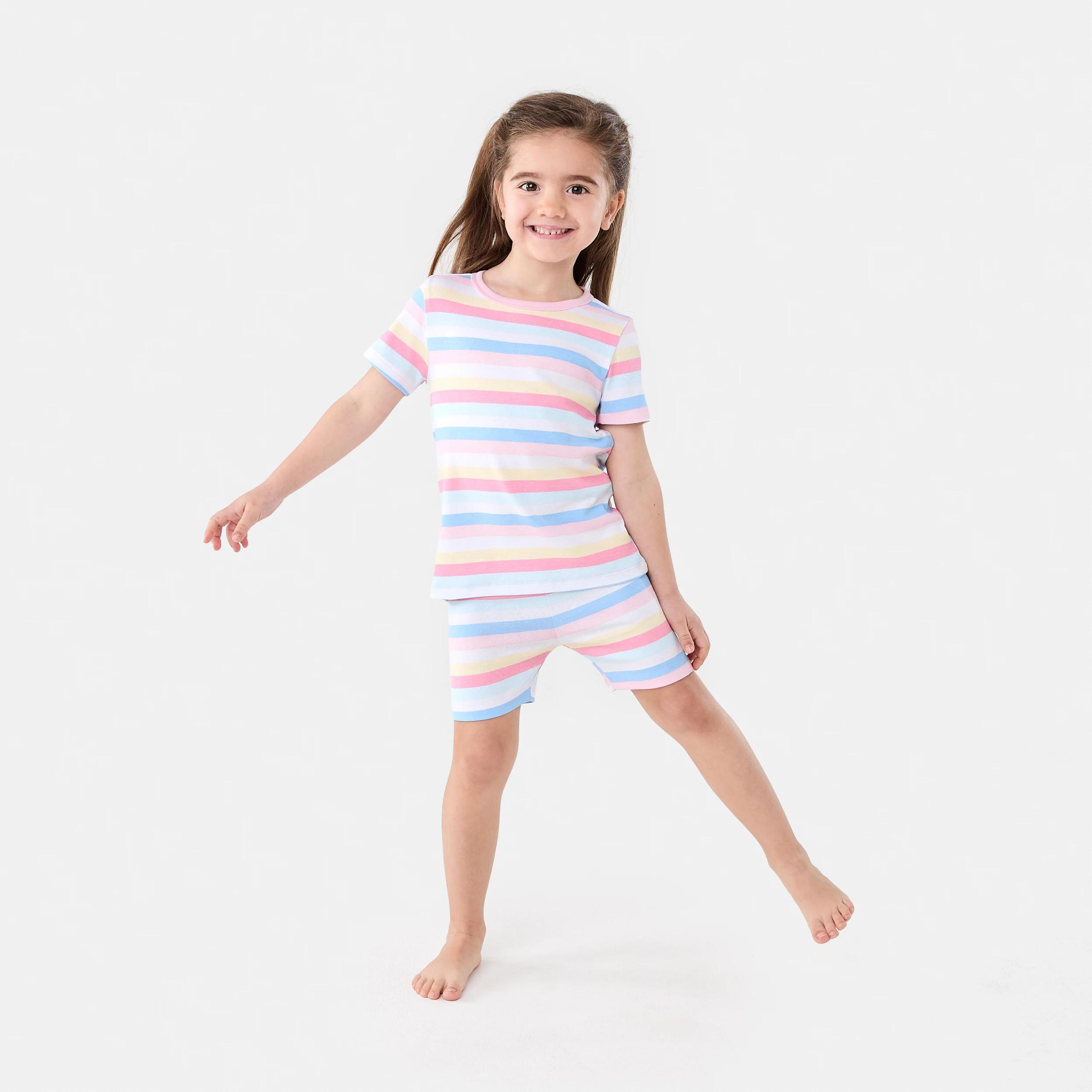 1 Short Sleeve Ribbed Pyjama Set COLOURFUL STRIPE, 1 of 7