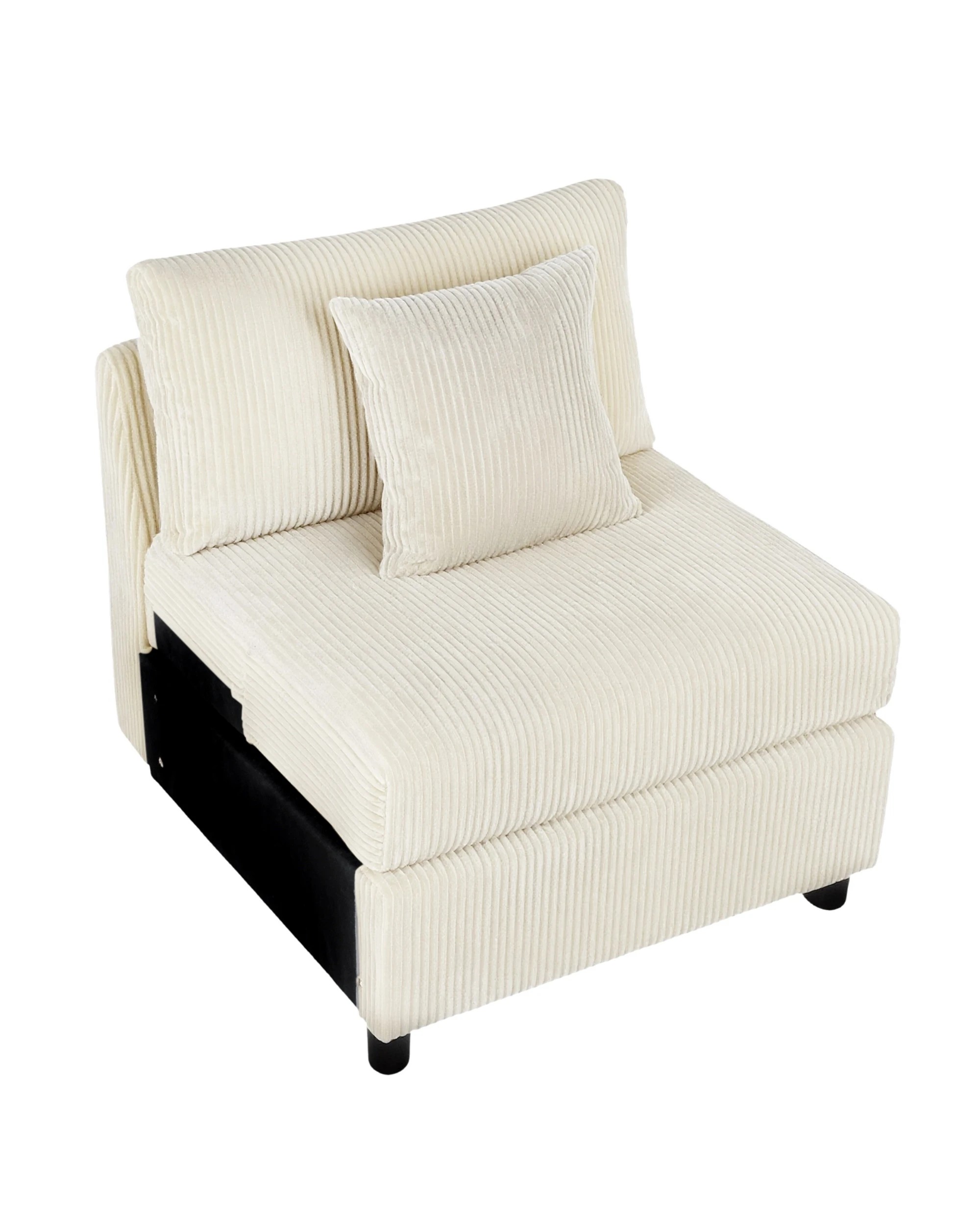 5 Advwin Armless Sofa Corduroy Modular Lazy Sofa Modern Lounge Chair Couch with Cushion, 5 of 8