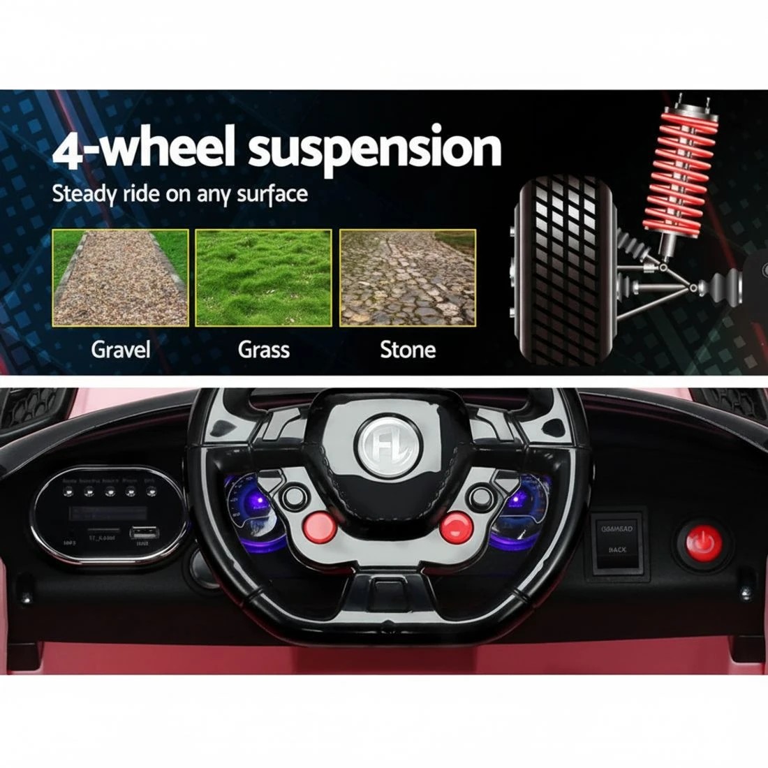 5 Rigo Kids Electric Ride On Car SUV Cars Remote 12V - Pink, 5 of 7