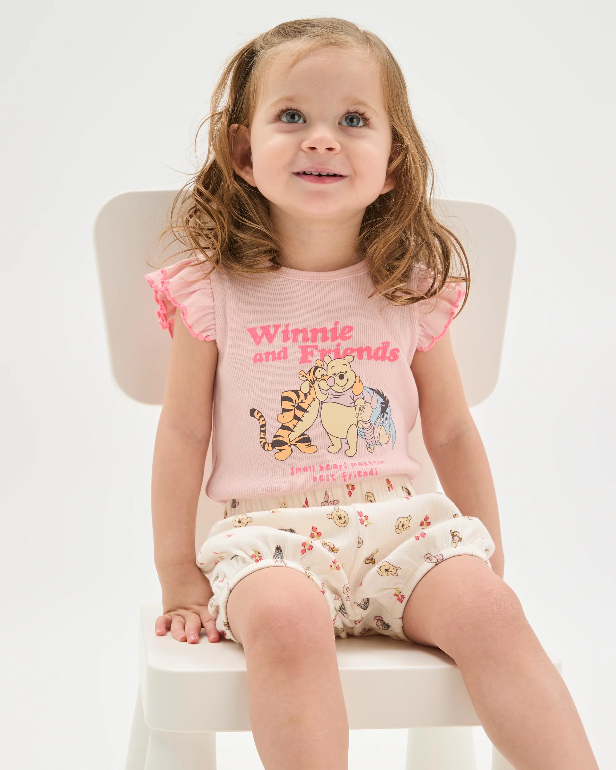 3 Disney Licensed Organic Cotton Baby Bodysuit and Shorts Set WINNIE PINK, 3 of 7