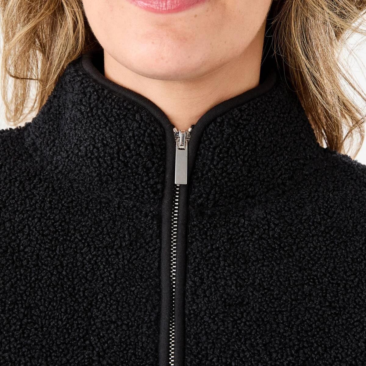 5 Long Sleeve Quarter Zip Through Boucle Sweatshirt Black, 5 of 6