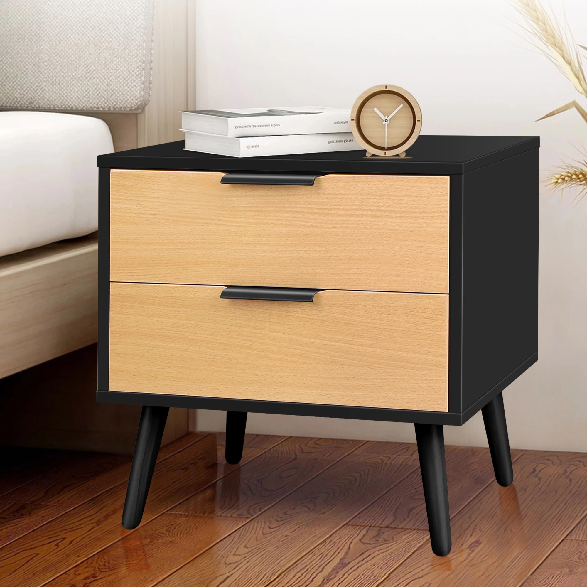 6 Alfordson Bedside Table Nightstand Side Storage Cabinet Scandinavian - Black, 6 of 10