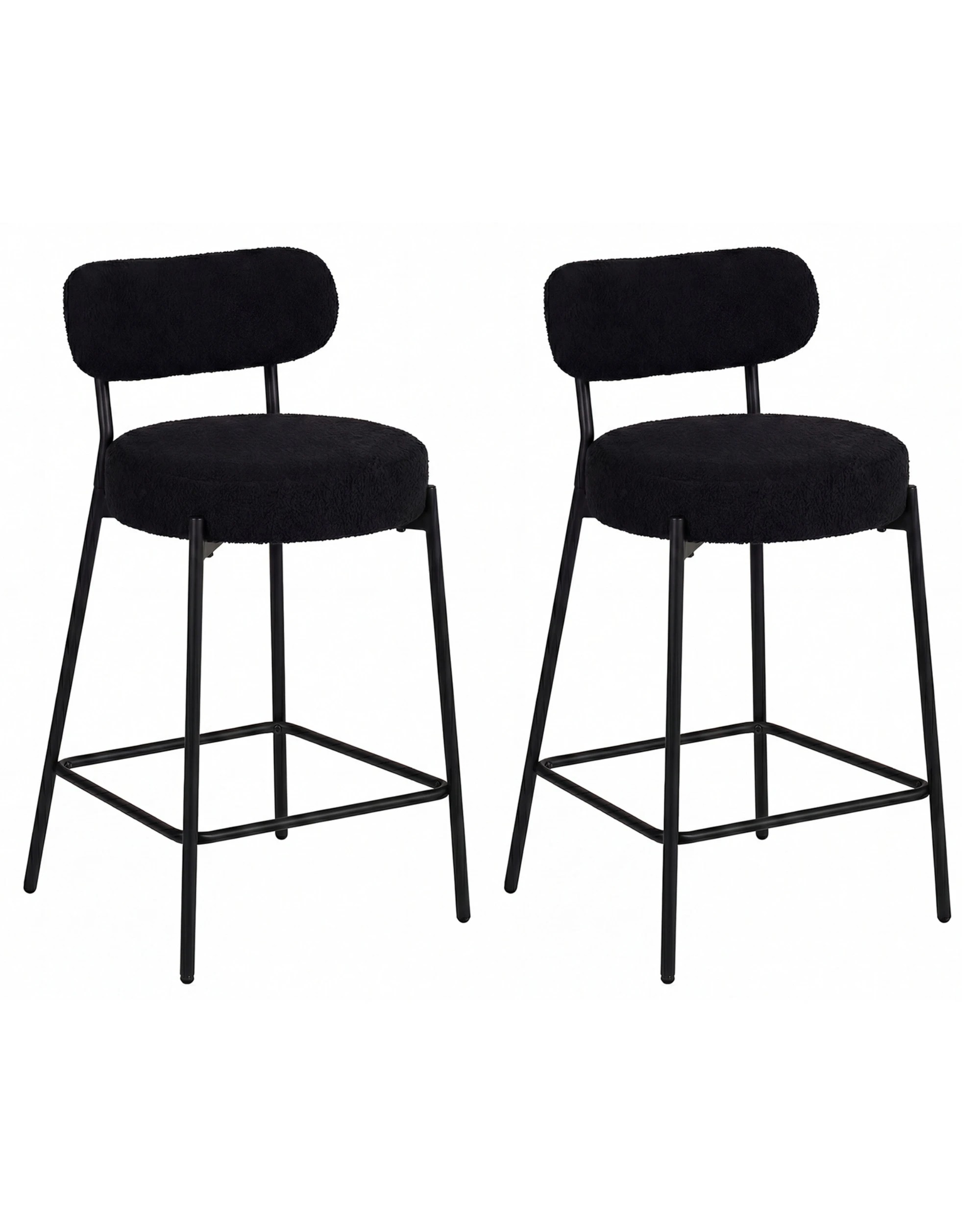 1 Advwin Bar Stools Set of 2 Boucle Kitchen Counter - Black, 1 of 7