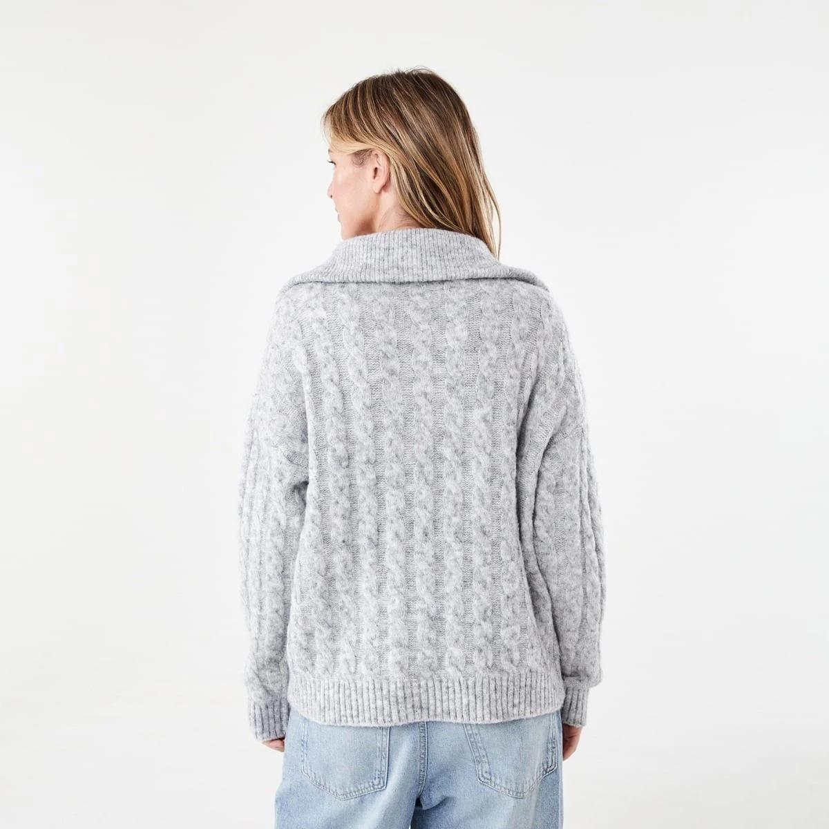 3 Zip Neck Jumper Grey Marle, 3 of 5