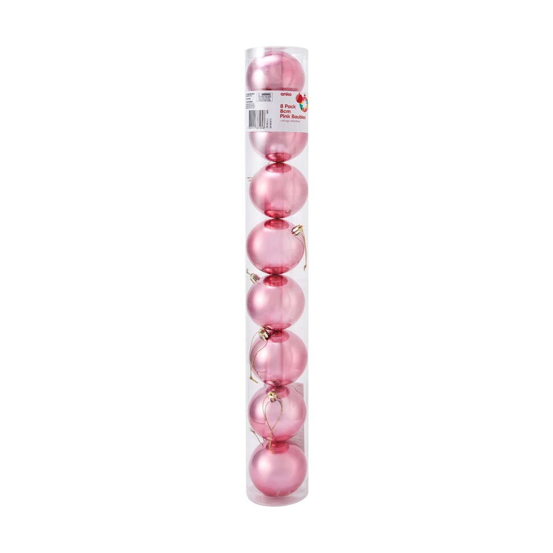 5 8 Pack 8cm Pink Baubles, 5 of 5