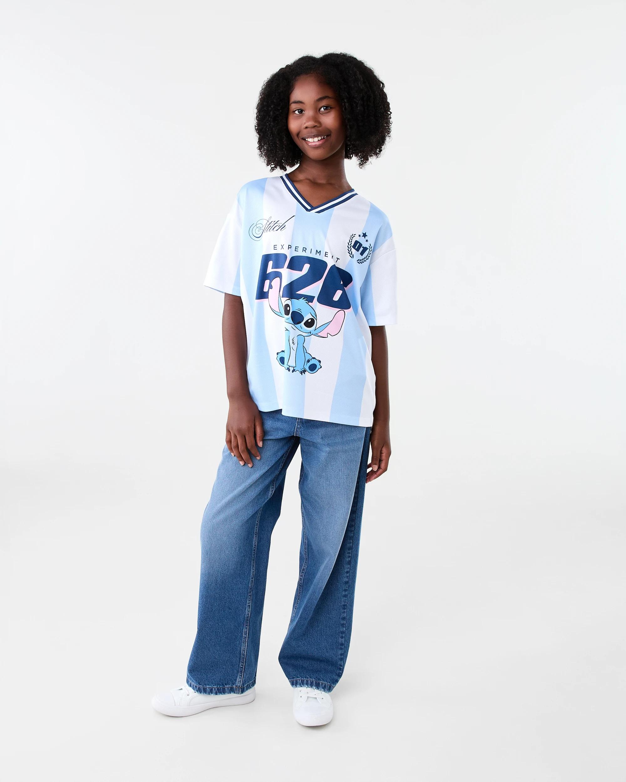 6 Disney Lilo & Stitch License Striped V-Neck Mesh T-shirt Stitch, 6 of 7