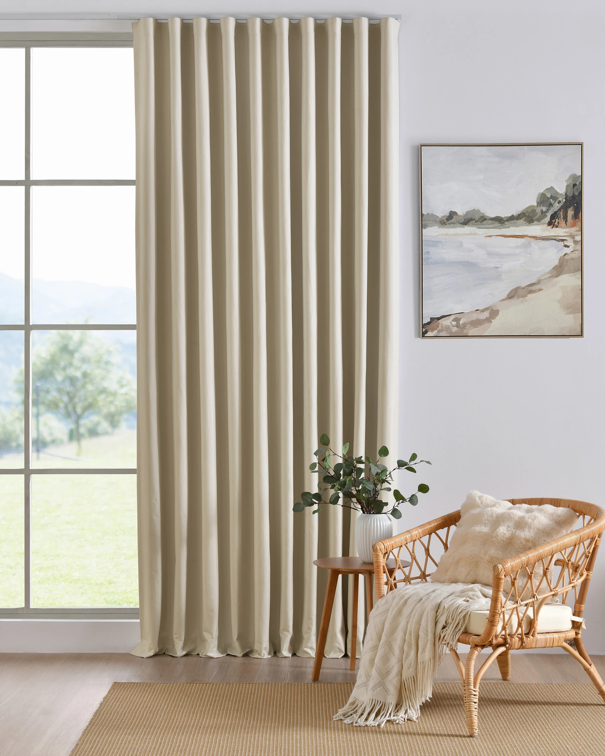 1 Sherwood Alva Faux Linen Blockout S-Fold Curtain 485x280cm - Fits 280cm Track - Oatmeal, 1 of 7