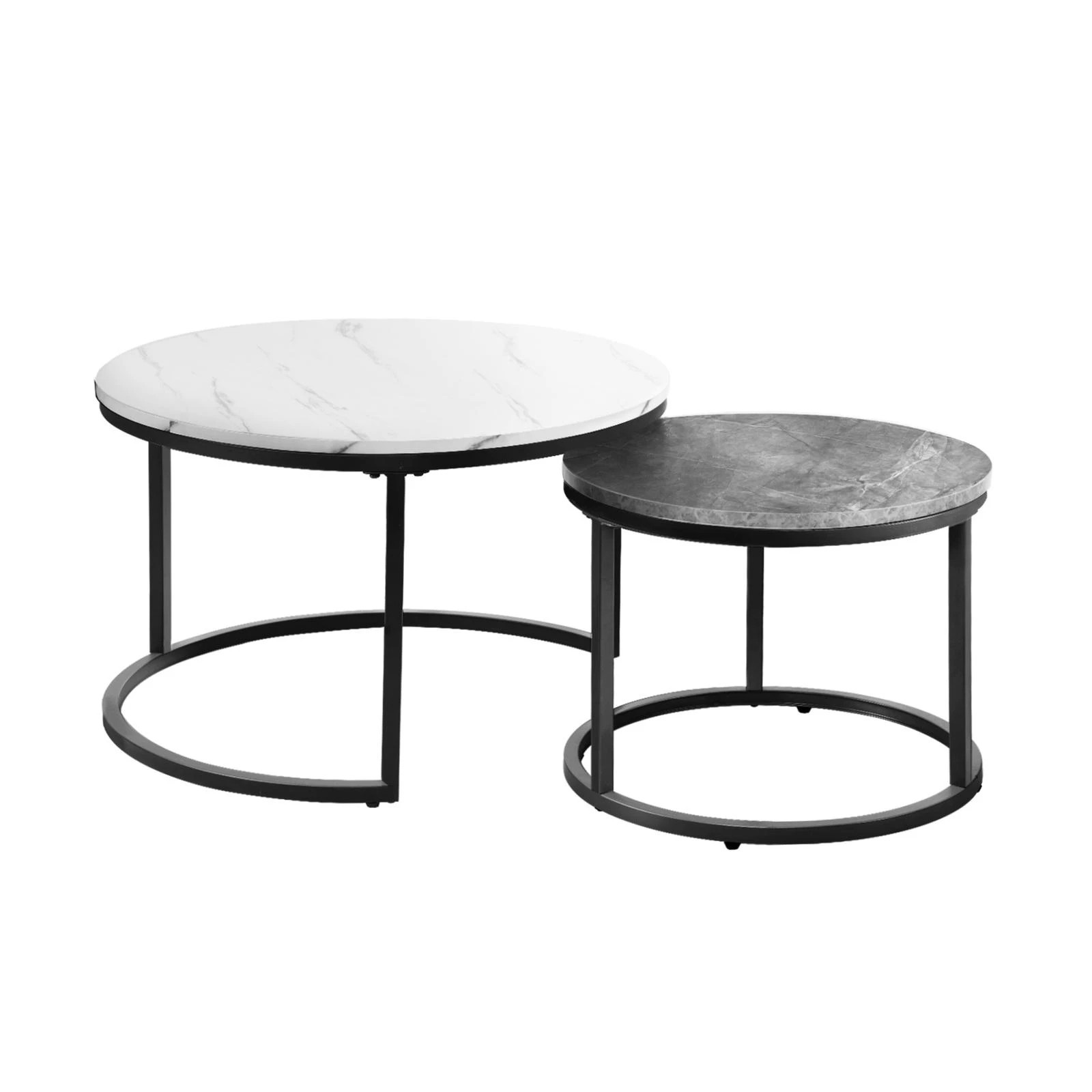 7 Oikiture Set Of 2 Coffee Table Round Nesting Side End Table
 - Multi, 7 of 10