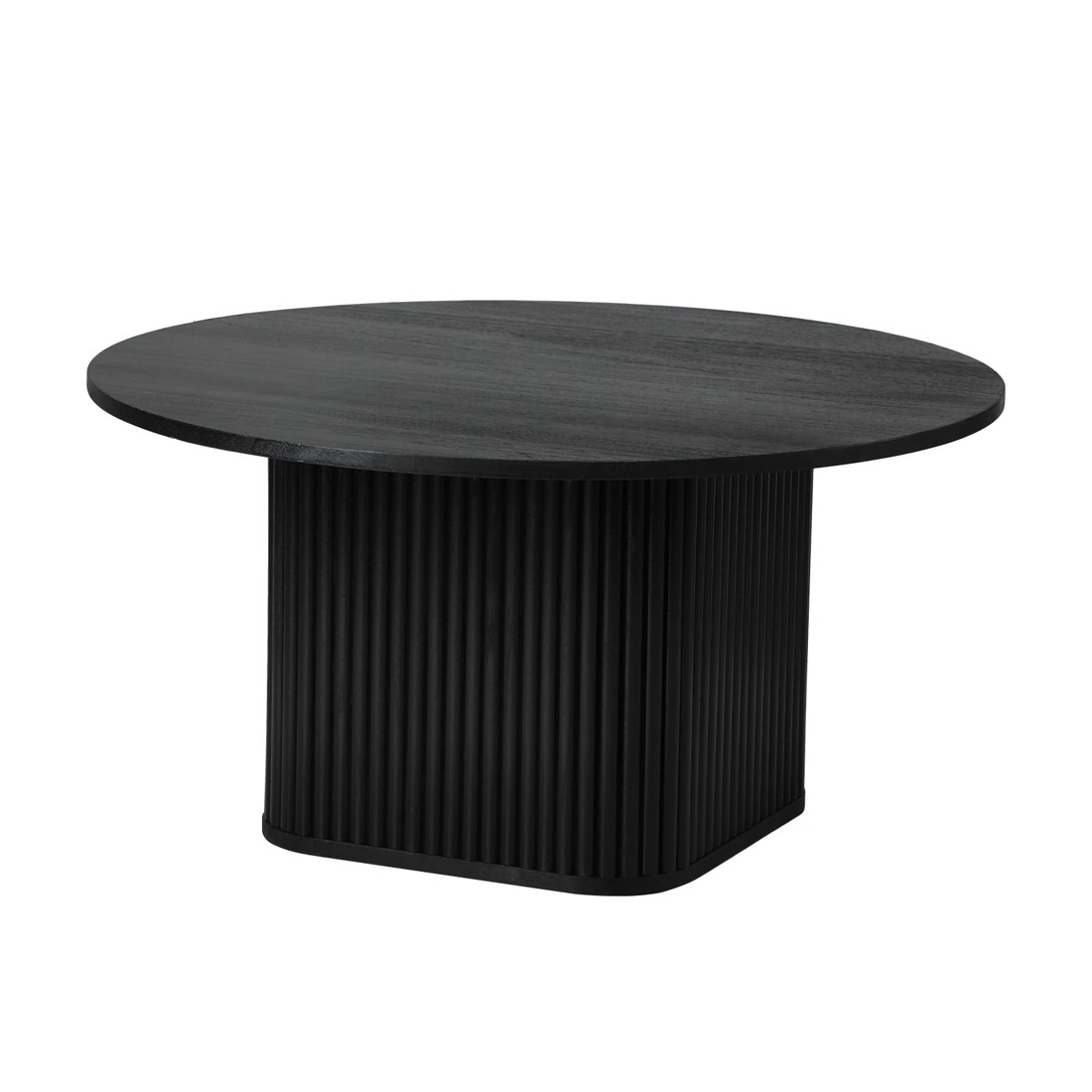 1 Oikiture Coffee Table Side End Tables Sofa Desk Round Wooden
 - Black, 1 of 10