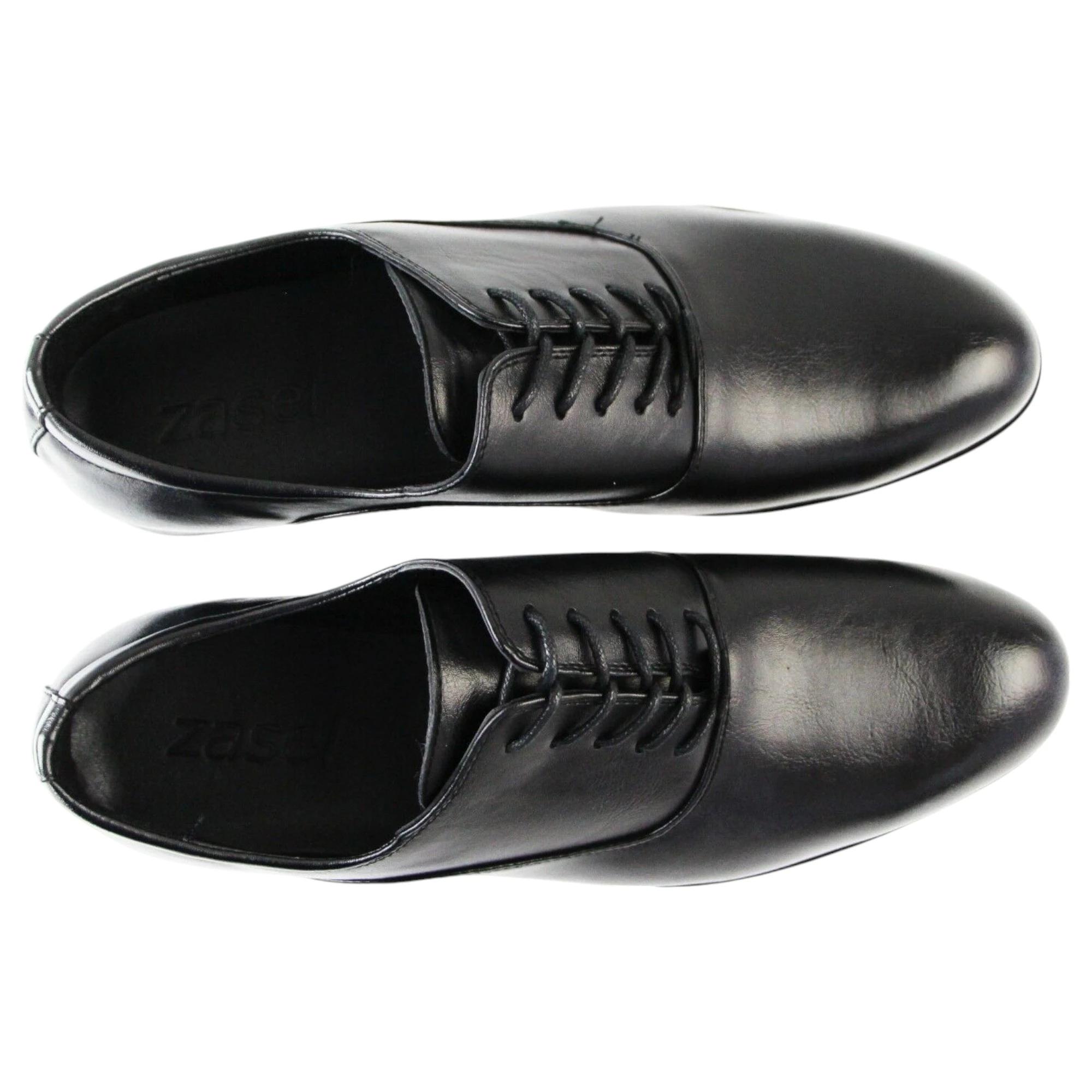 3 Zasel Mens Ernie Lace Up Dress Work Synthetic Leather Shoes BLACK, 3 of 3