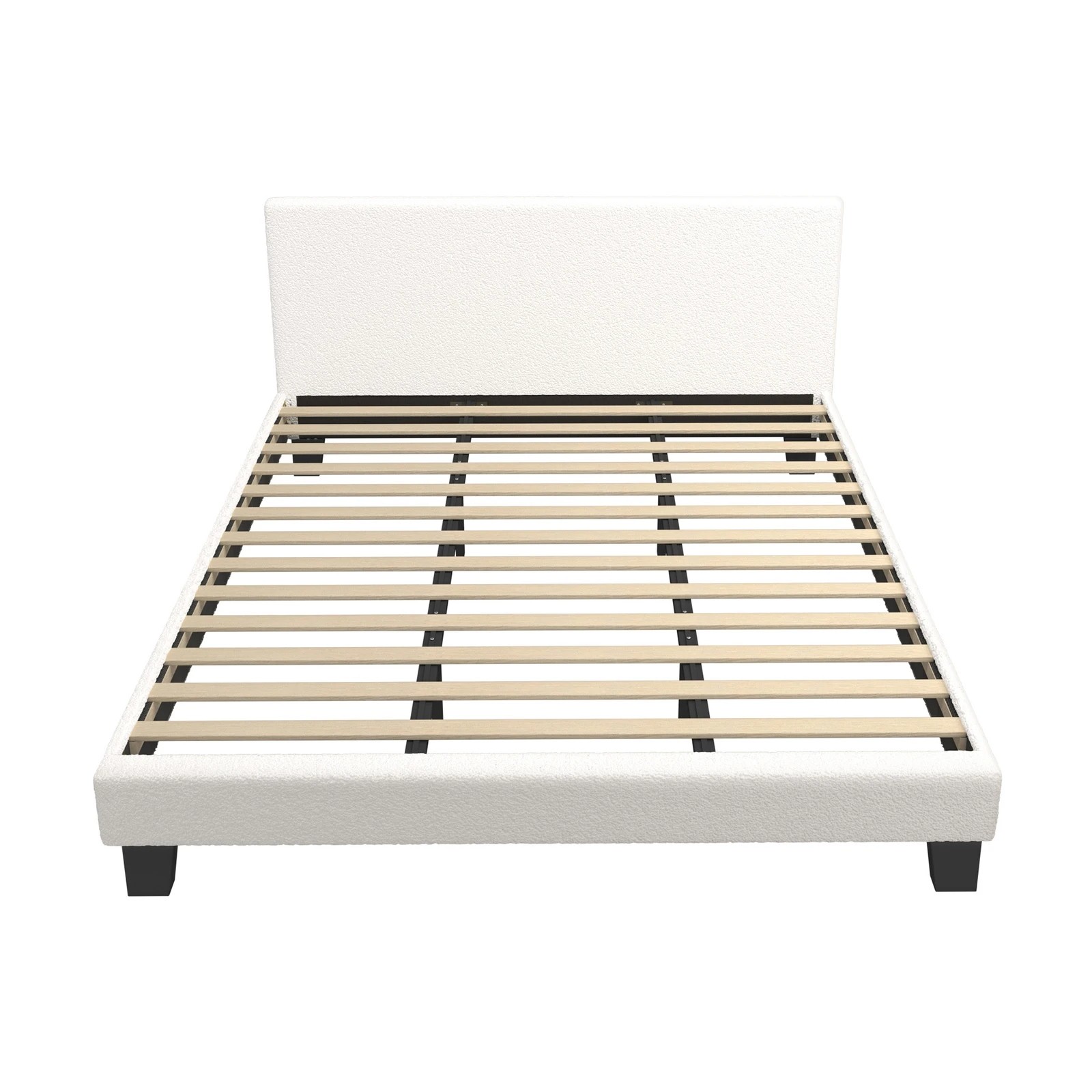 8 Oikiture Bed Frame King Size Boucle - White, 8 of 10