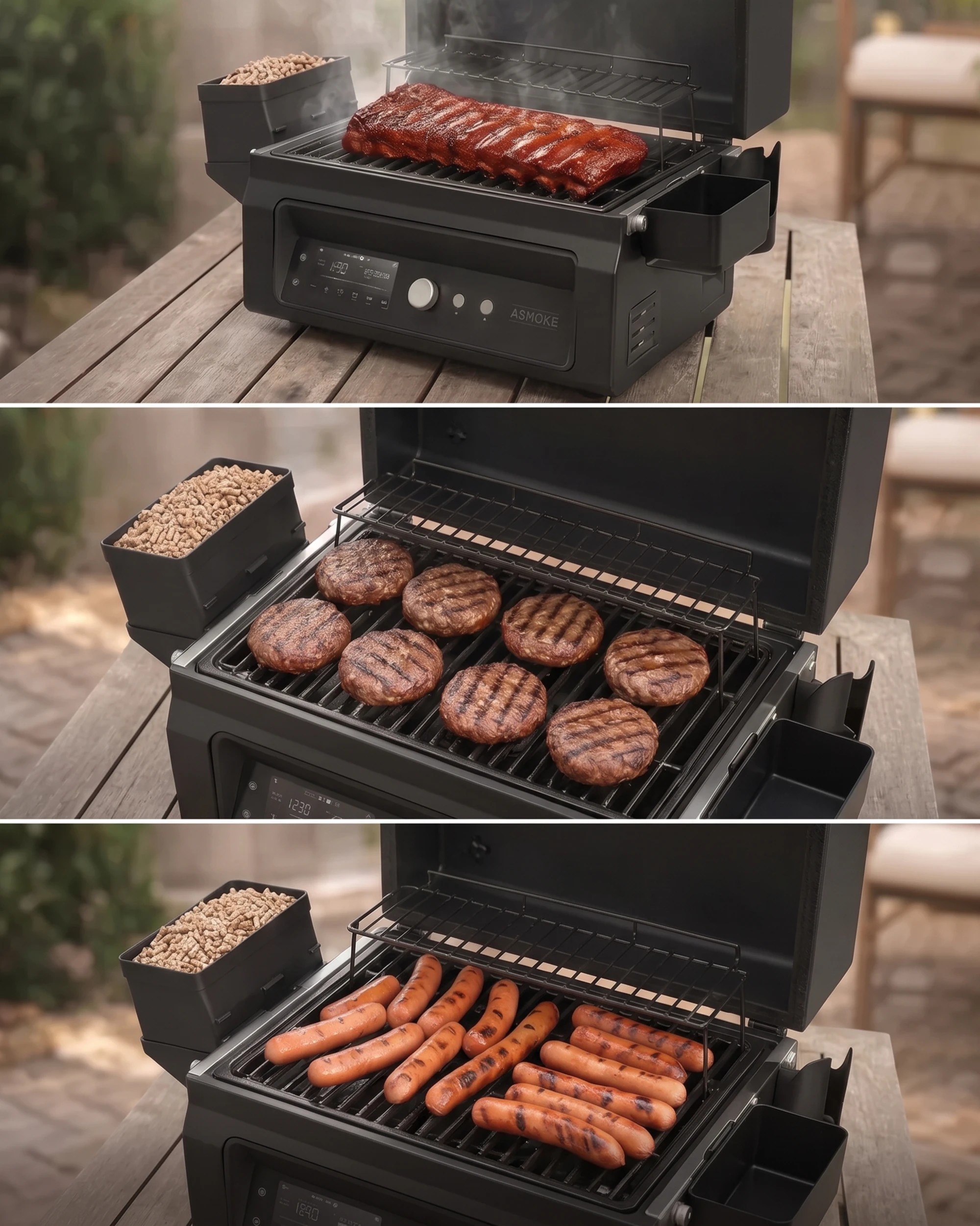 3 ASMOKE Essential Portable Wood Pellet Grill & Smart Smoker with Built in Screen, 3 of 10