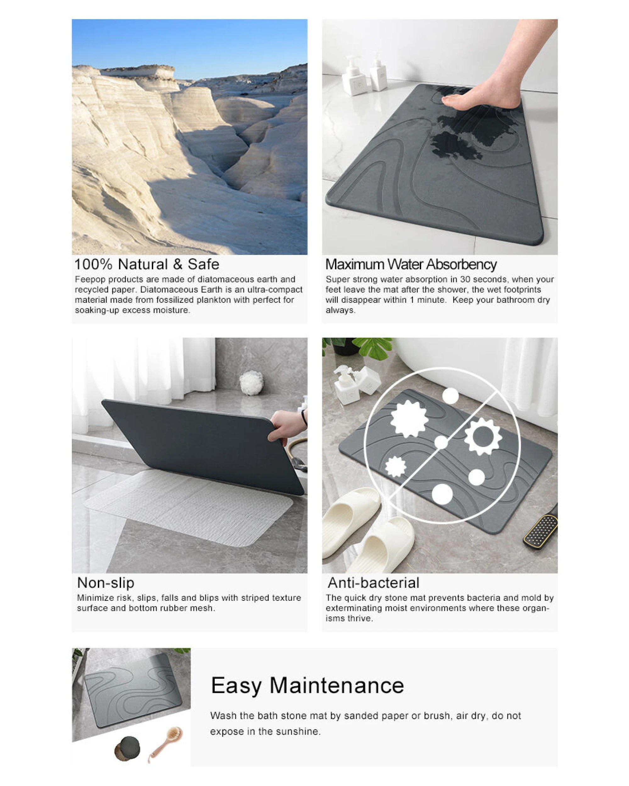 7 BR Home Diatomite Bath Mat with Anti-Slip Design for Quick Drying, 7 of 8