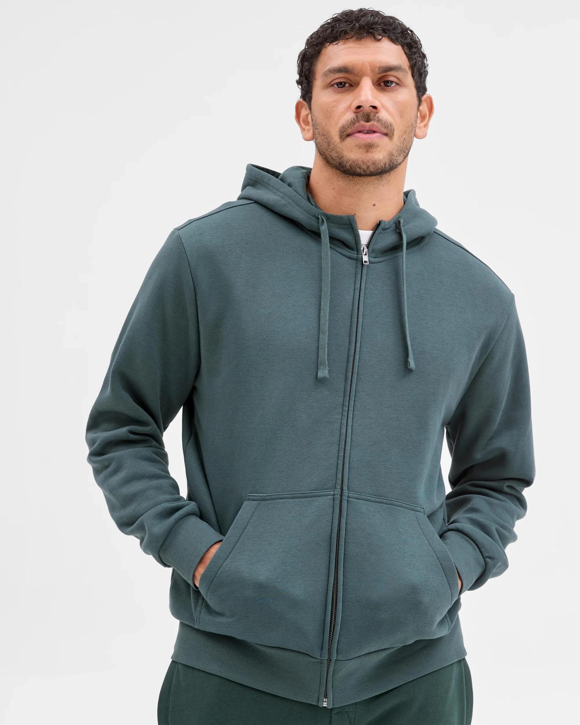 3 Target Man Australian Cotton Blend Zip Thru Hoodie WINTER GREEN, 3 of 6