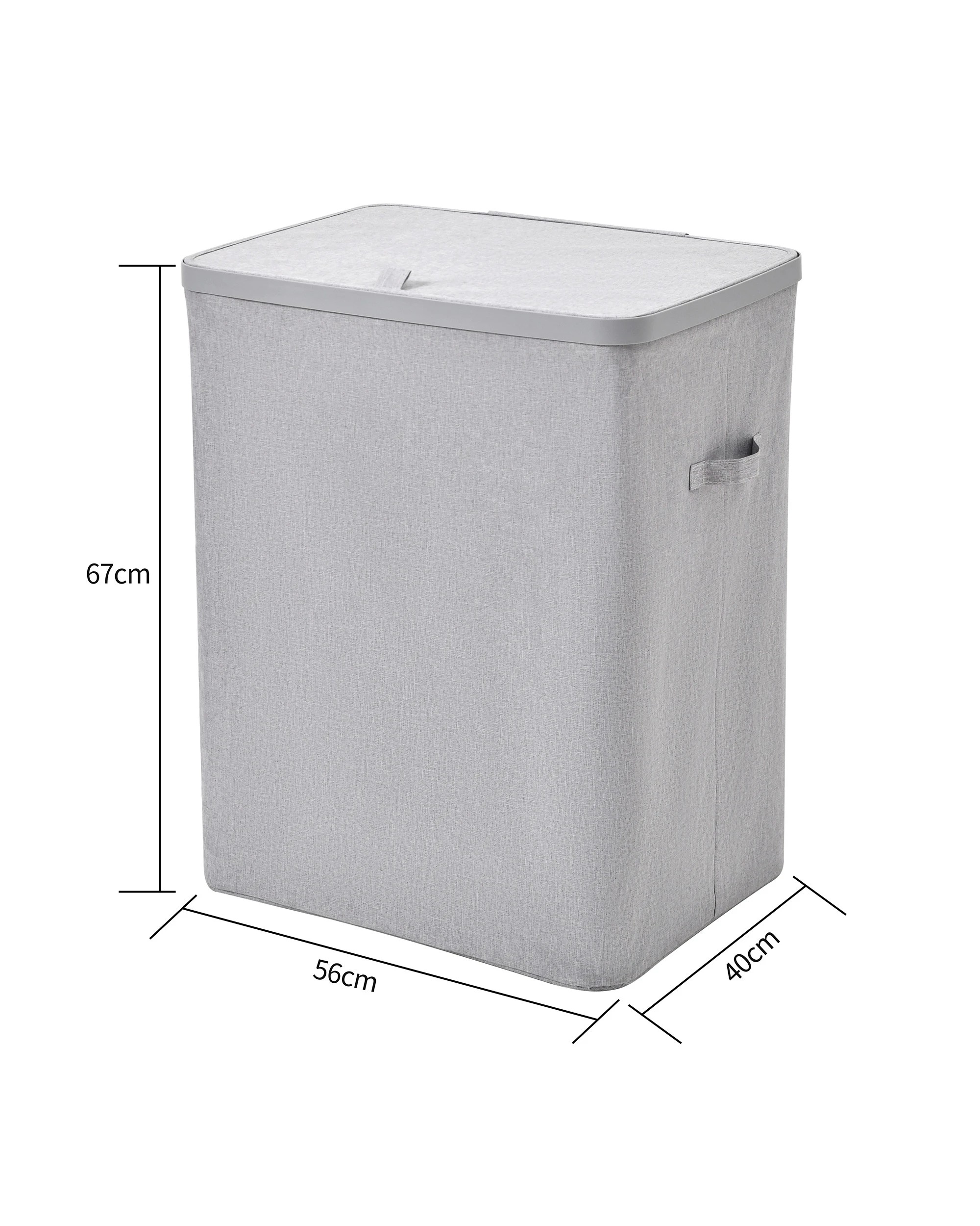 7 Sherwood Voyager 2-Section Laundry Hamper 100L Faux Linen 56x40x67cm - Grey, 7 of 8