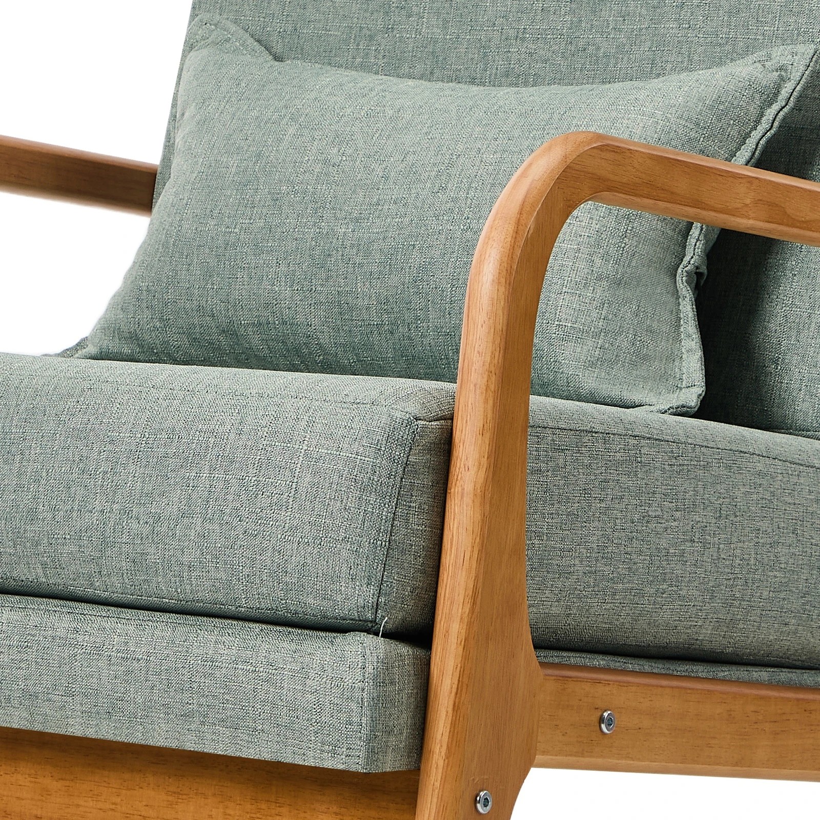 8 Oikiture Armchair Linen Fabric Lounge Chair with Lumbar Pillow - Green, 8 of 8