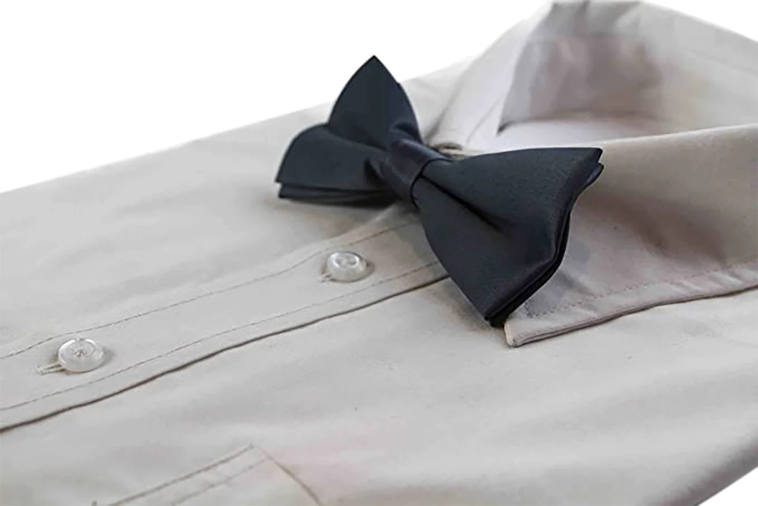 1 Zasel Mens Matt Solid Plain Gunmetal Colour Bow Tie - Silver, 1 of 5