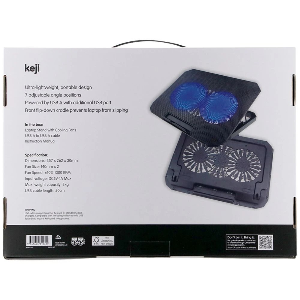 4 Keji Laptop Cooling Pad Black, 4 of 5