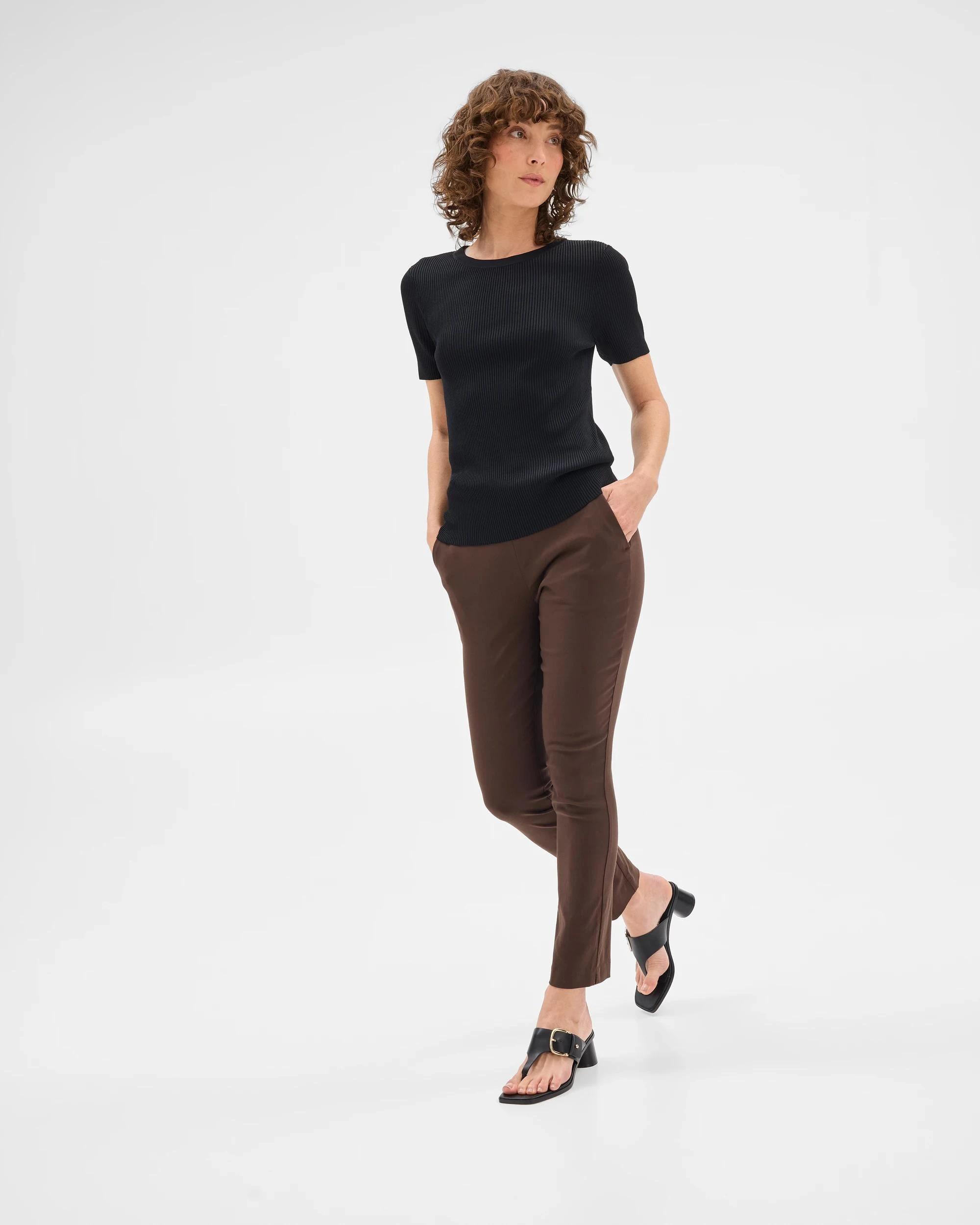 6 Preview Carrie Bengaline Ankle Length Pants BITTER CHOCOLATE, 6 of 6
