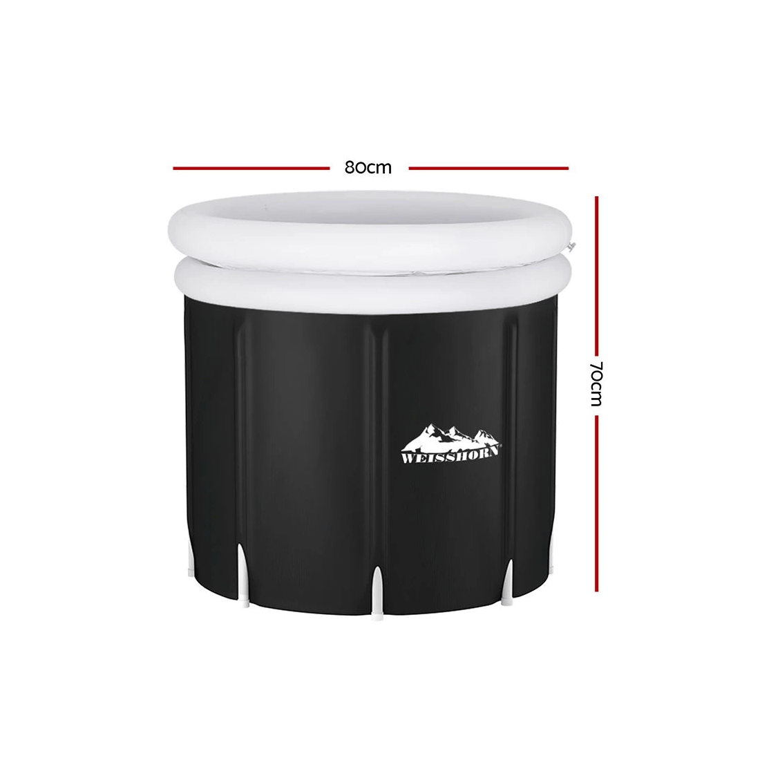 2 Weisshorn Portable Ice Bath Tub 70X80CM Inflatable Folding Bathtub Spa Massage - Black, 2 of 6