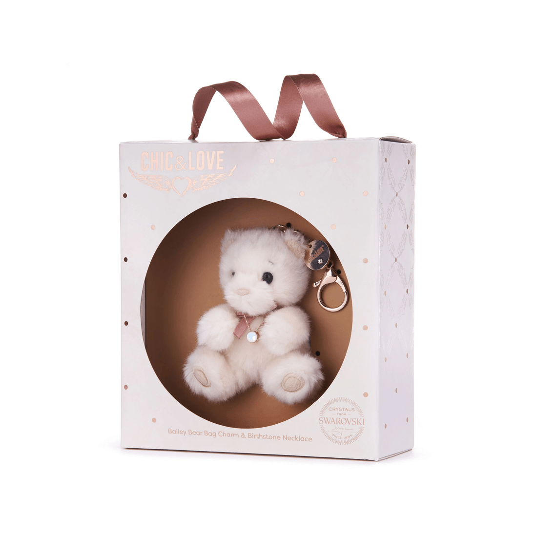 2 Chic & Love - Bailey Bear Bag Charm & Necklace October - Gift Set - White, 2 of 4