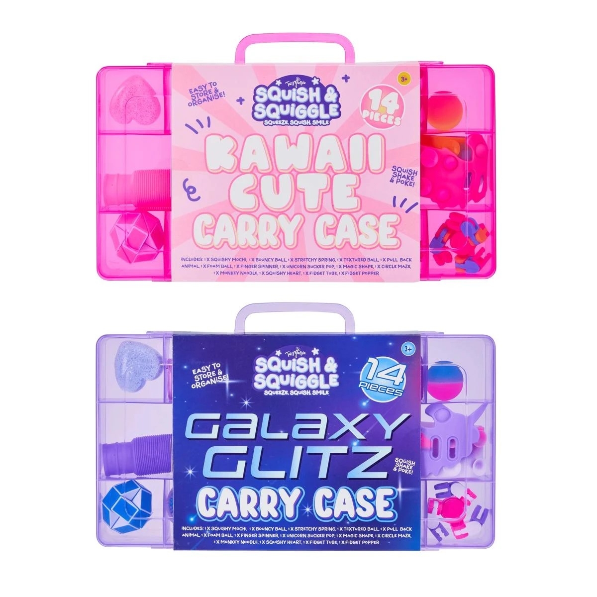 1 14 Piece ToyMania Squish and Squiggle Fidget Carry Case - Assorted, 1 of 5