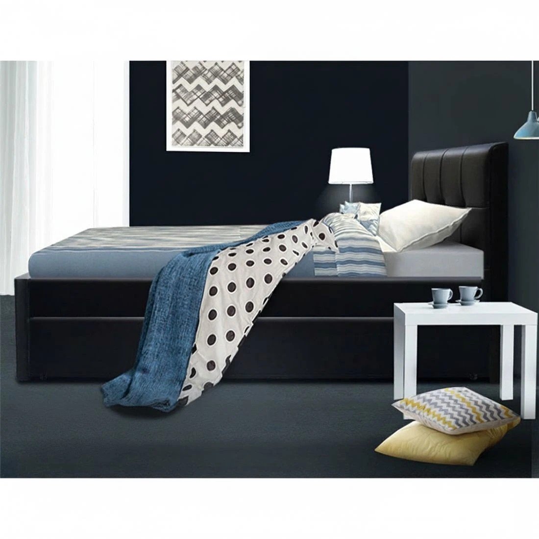 4 Artiss Bed Frame King Single Size Trundle Daybed - Black, 4 of 6
