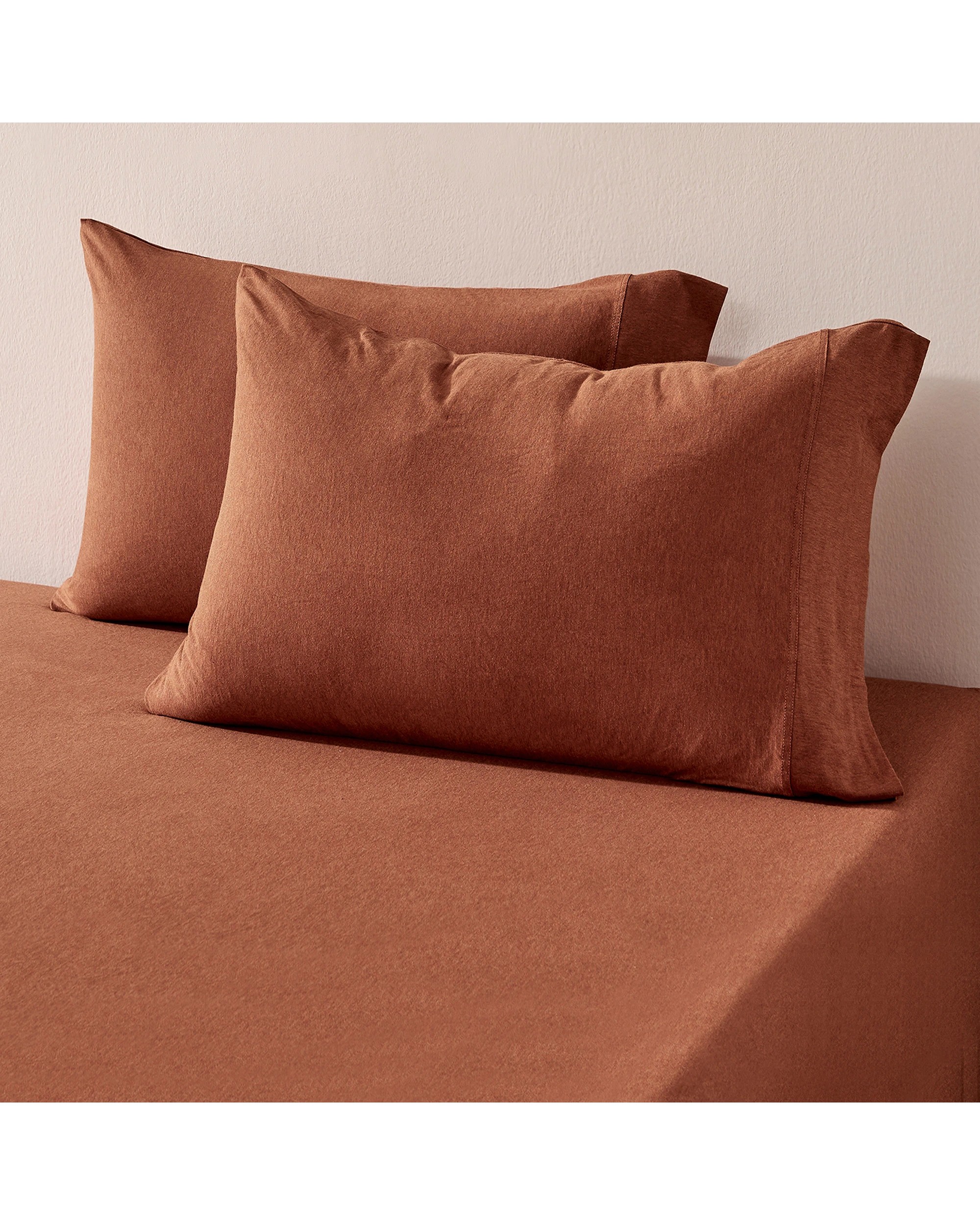 2 Dreamaker Jersey Luxe 100% Cotton Combo Fitted Sheet Set - Single Bed - Rust, 2 of 5