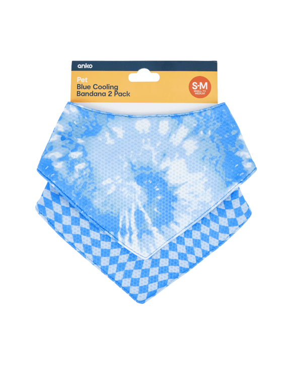 2 Pack Pet Cooling Bandana - Small to Medium, Blue