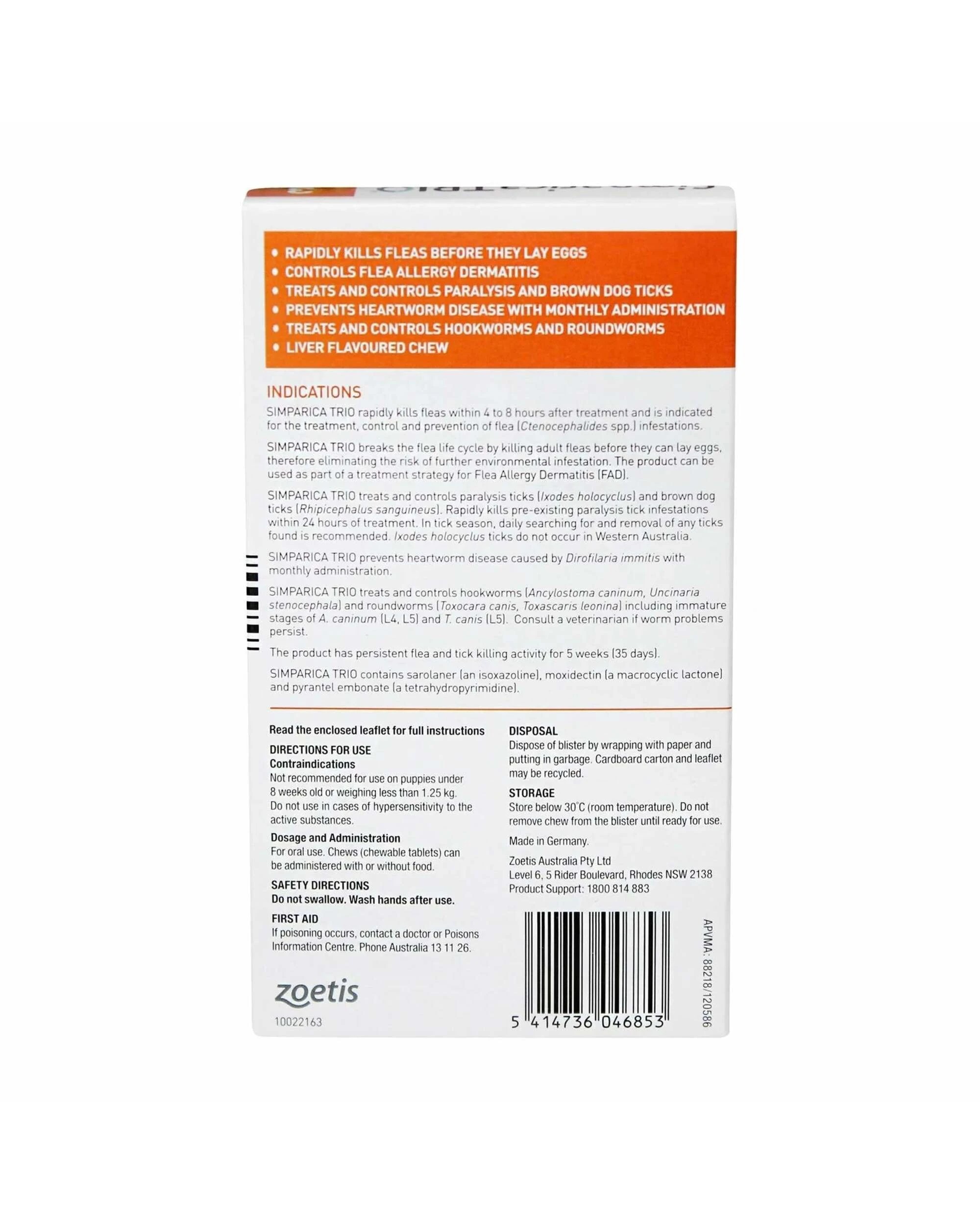 2 Simparica Trio For Dogs 5.1-10kg Orange Small - 3 Pack, 2 of 2