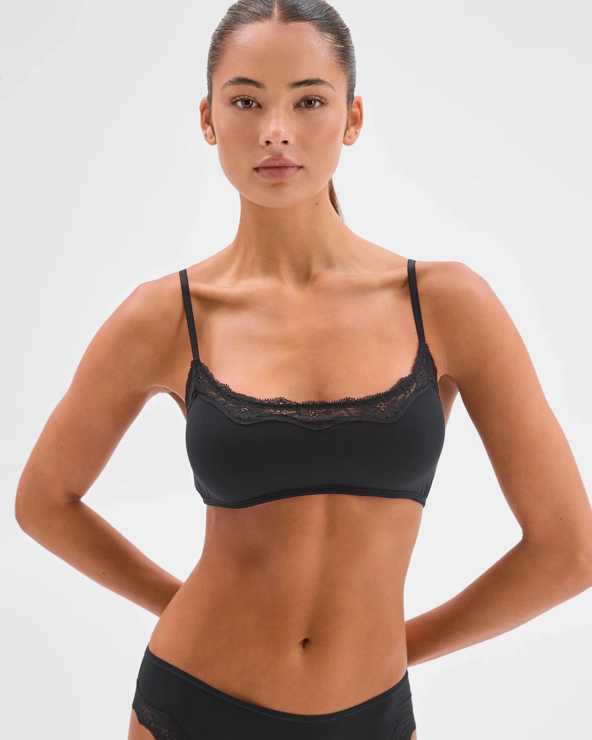2 Bonds Womens Bases Flex Lace Bralette BLACK, 2 of 4