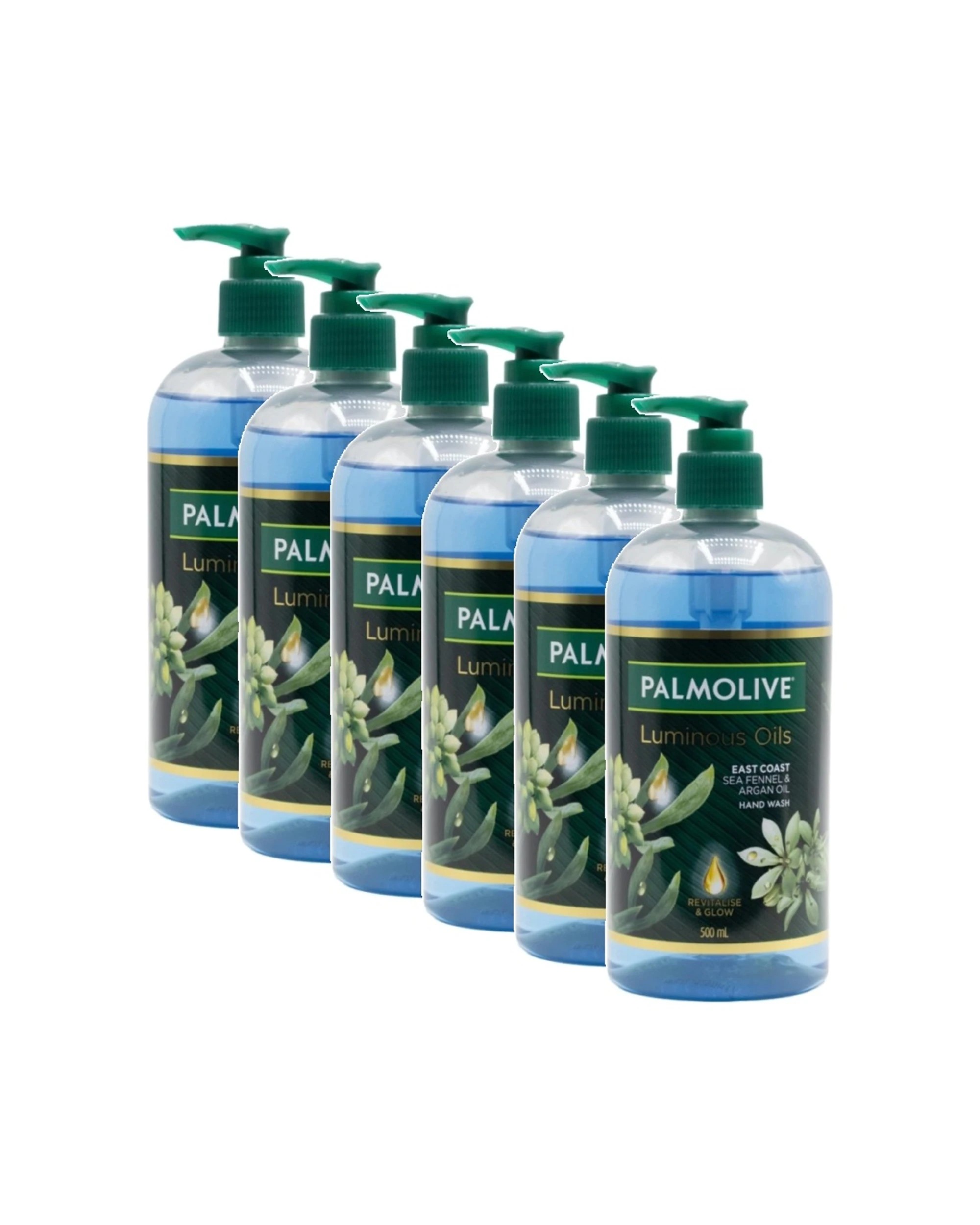 1 Palmolive 6PK 500ml Luminous Oils Hand Wash Sea Fennel & Argan Oil - Blue, 1 of 3