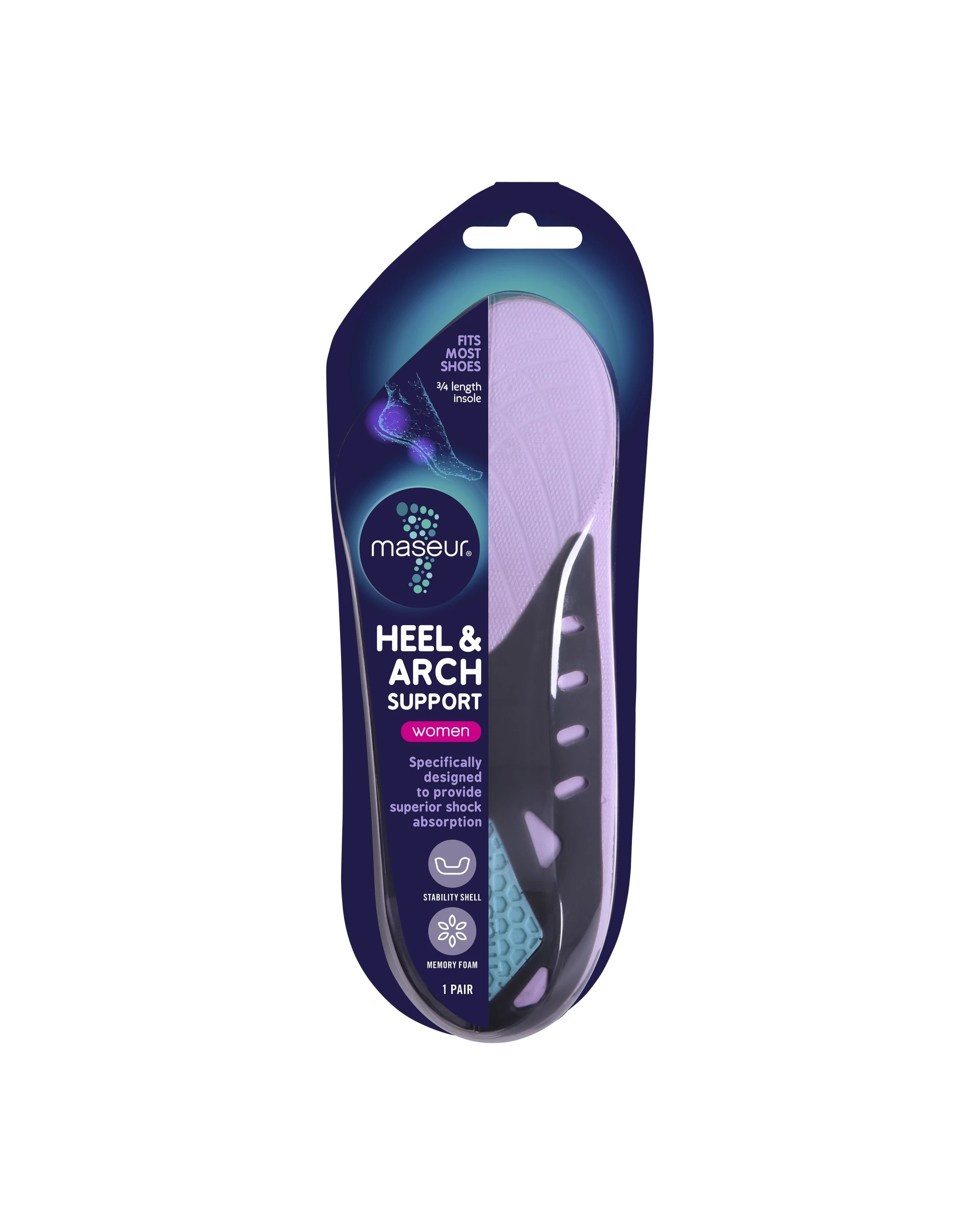 1 Footcare Maseur Heel and Arch Support Insoles, 1 of 5