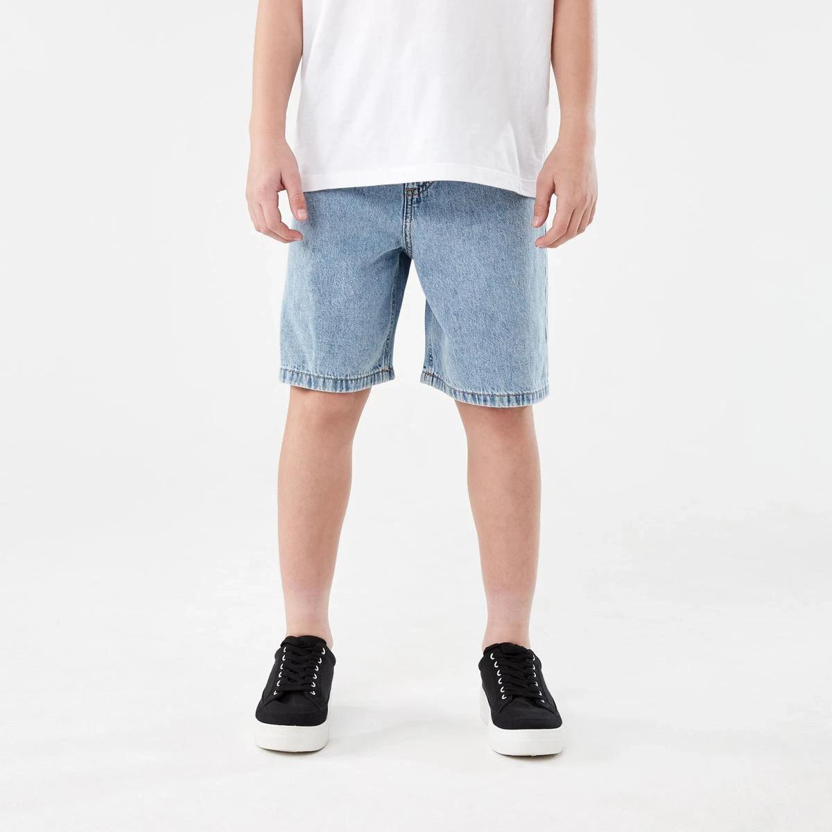 1 Longline Denim Shorts LIGHT WASH DENIM, 1 of 6
