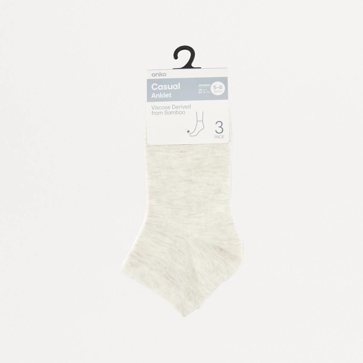 3 3 Pack Bamboo Anklet Socks NEUTRAL, 3 of 3