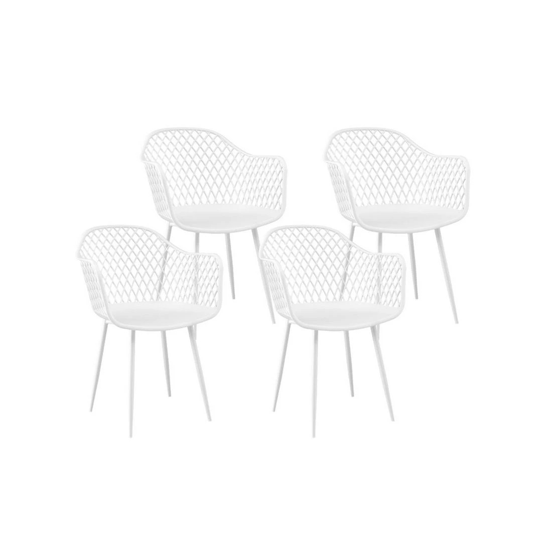 1 Gardeon 4PC Outdoor Dining Chairs PP Lounge Chair Patio Furniture Garden - White, 1 of 4