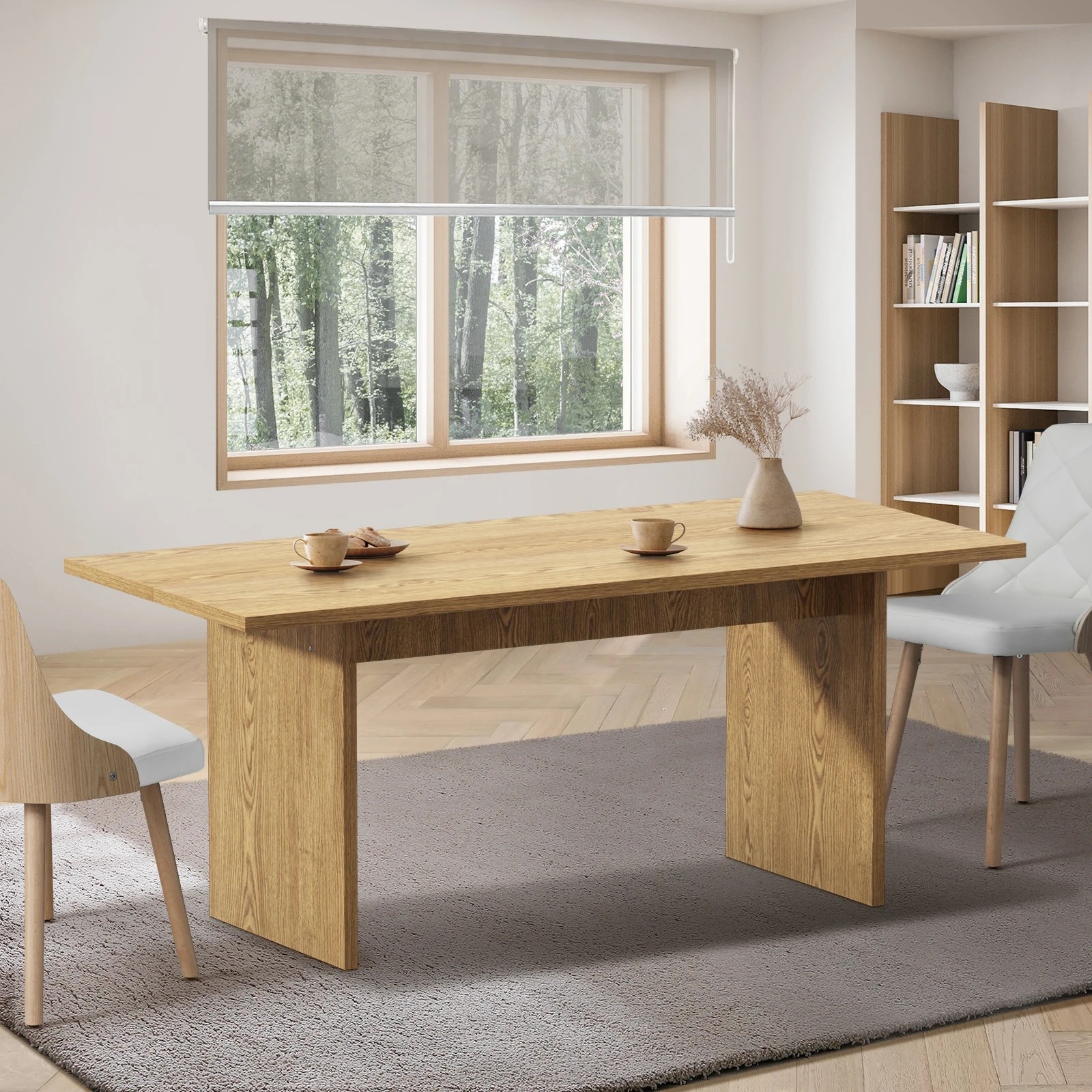 2 Oikiture 180cm Dining Table Rectangular Kitchen Dining Table Timber
 - Natural, 2 of 9