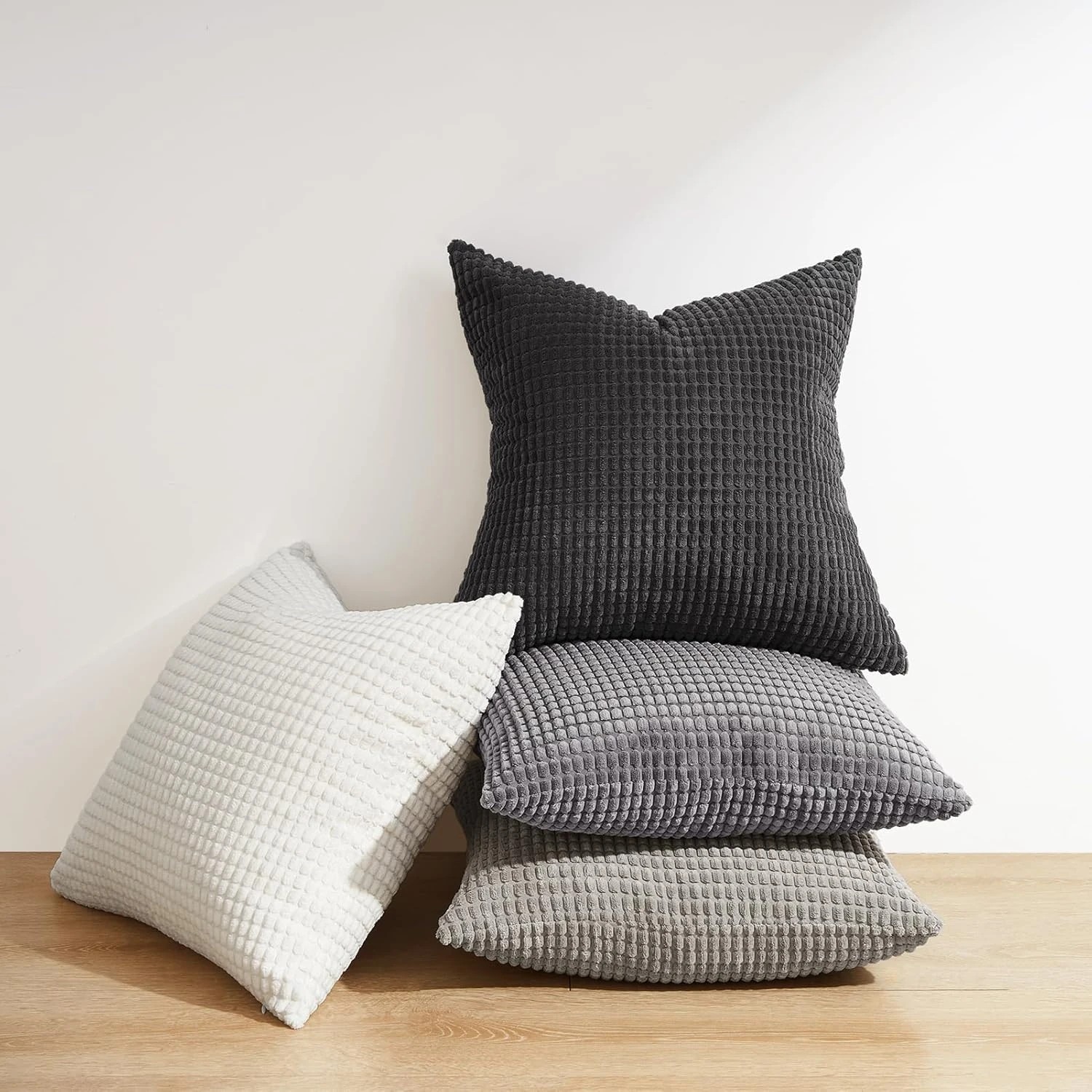 2 Gioia Casa 4-Pack Corduroy Corn Grain Cushion Covers 45x45cm - Grey, 2 of 4