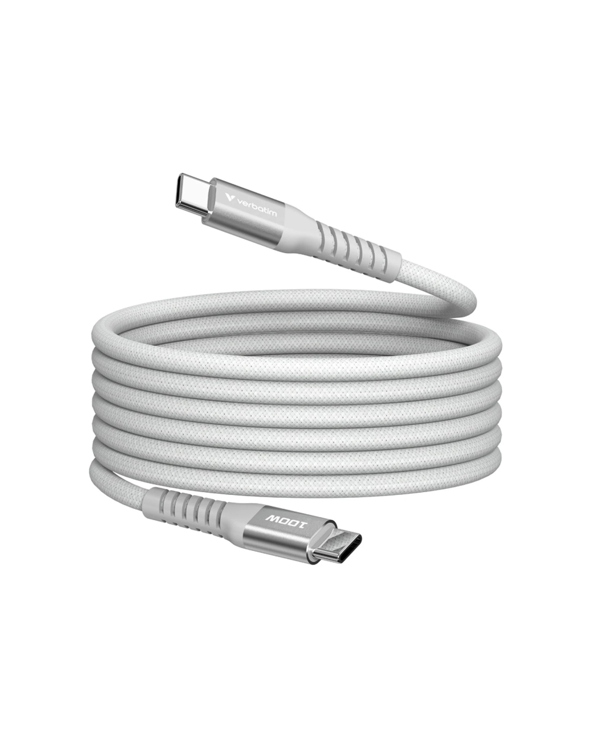 1 Verbatim USB-C to USB-C 100W Device Charger Cable Cord 120cm Magnetic - Grey, 1 of 5