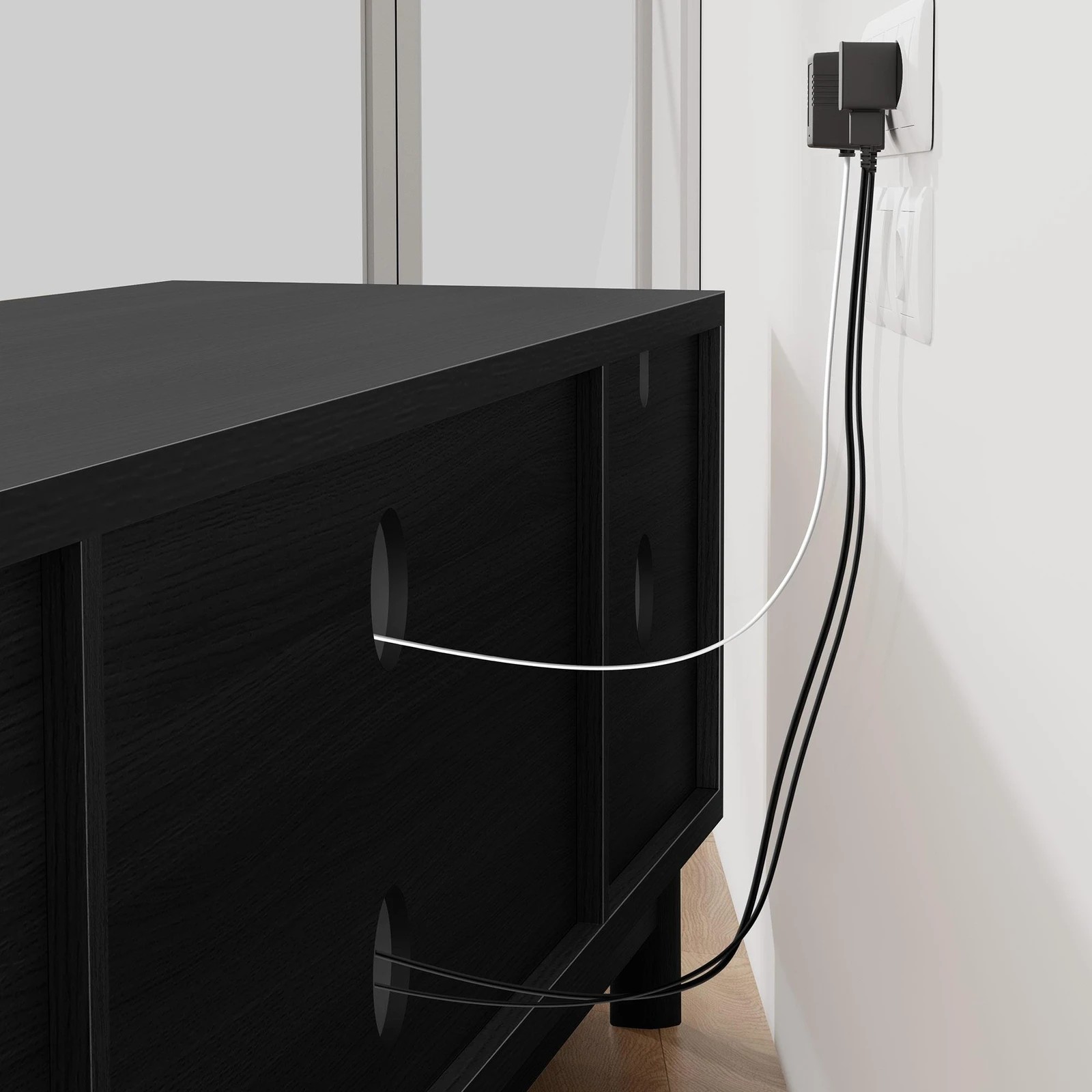 4 Alfordson Entertainment Unit TV Cabinet Stand 180cm Storage Shelves - Black, 4 of 8