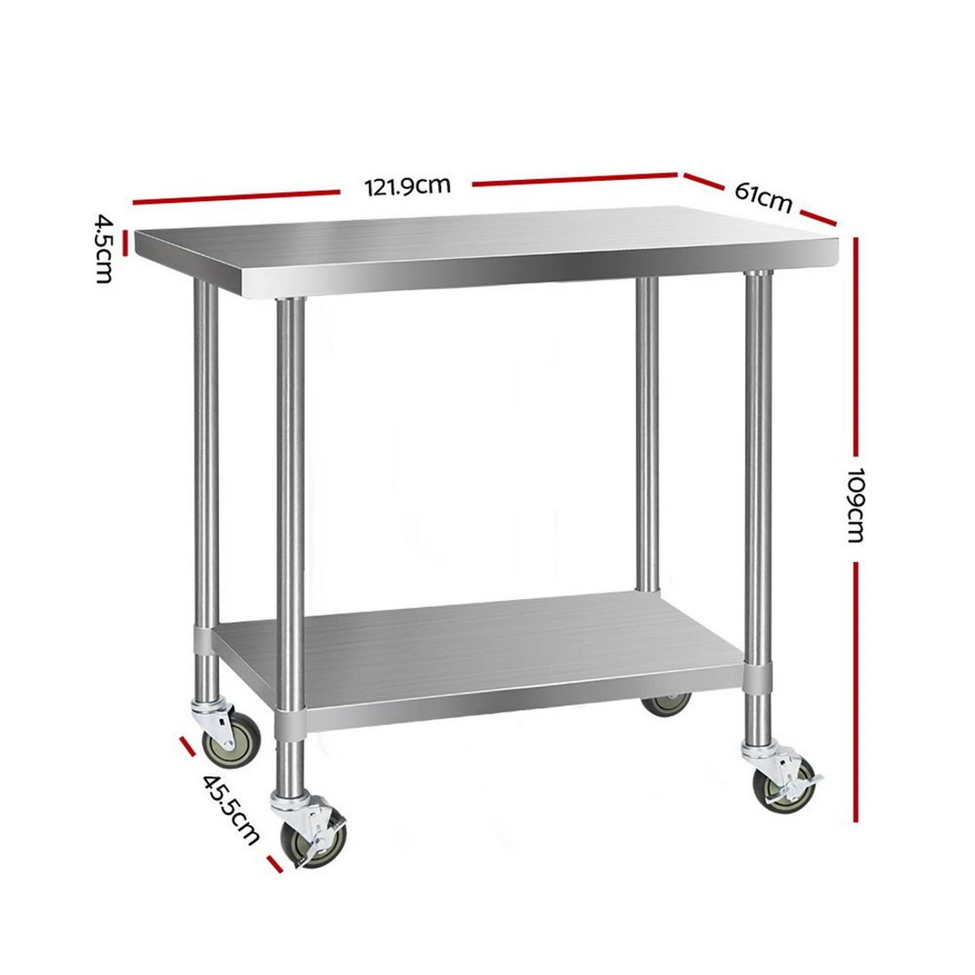 3 Cefito Stainless Steel Kitchen Bench with Wheels - Multi, 3 of 8